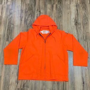 Field N' Forest Men's XL Orange Hunting Outdoors Deer Hooded Jacket - STAINED